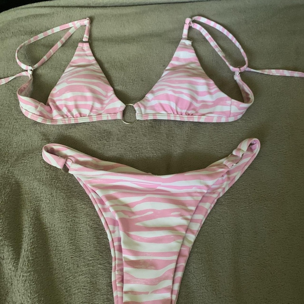 shein pink zebra print bikini